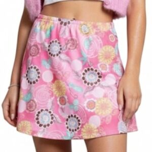 Y2K Athleta Skirt Size S Pink Colorful Retro Print USA Made Mini Sporty Athletic